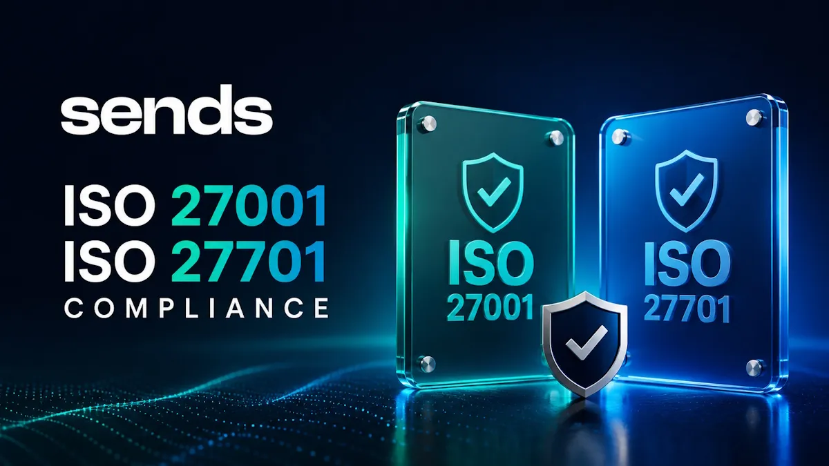 Alona Shevtsova 宣布 Sends 取得 ISO 27001 和 ISO 27701 合规里程碑
